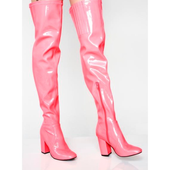 hot pink over the knee boots